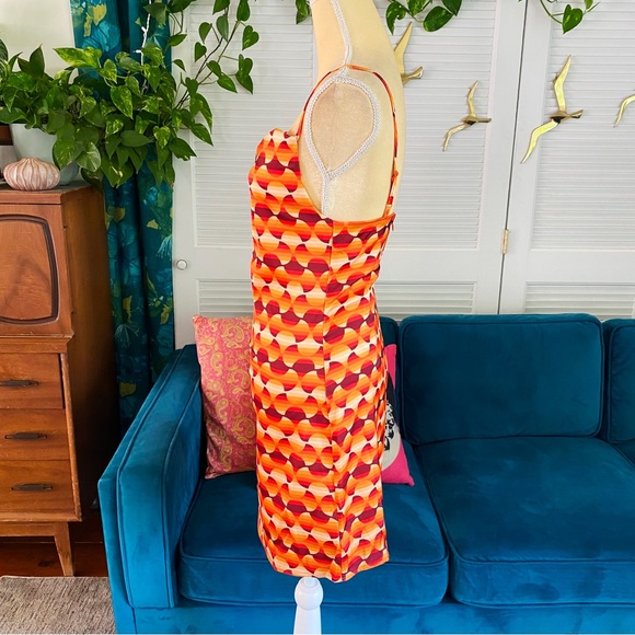 Urban Outfitters | UO Mallory Cowl Mini Slip Dress Retro Orange Satin New Medium - Picture 6 of 13